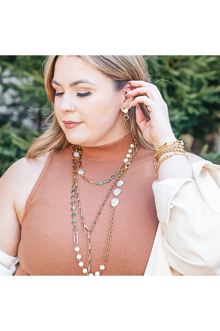 Loni Paul Gold Moonstone, Labradorite, Crystal and Pearl Short Necklace 825 | Gold
