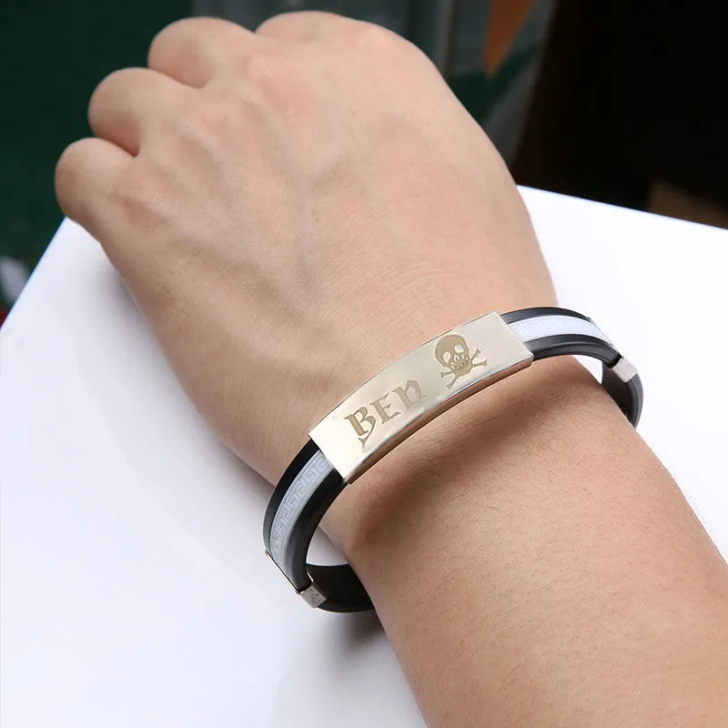 Love Unique Rubber ID Bracelet Customized Logo Engraving
