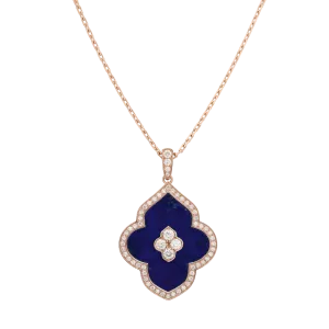 LUCE COLOUR - PENDANT SEMI PAVE ROSE GOLD LAPIS LAZULI & 4 DIAMONDS L