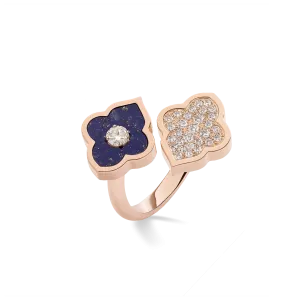 LUCE COLOUR - RING TOI ET MOI ROSE GOLD PAVE LAPIS LAZULI & 1 DIAMOND