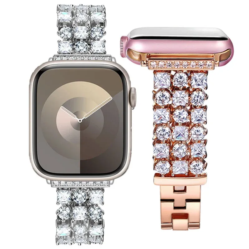 Luxury Diamond Strap for Apple Watch Ultra 2 49mm Women Shiny Jewelry Bracelet for iWatch 9 8 7 45mm 41mm 6 SE 5 4 40/44mm Band