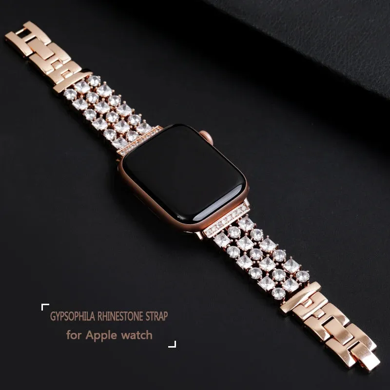 Luxury Diamond Strap for Apple Watch Ultra 2 49mm Women Shiny Jewelry Bracelet for iWatch 9 8 7 45mm 41mm 6 SE 5 4 40/44mm Band