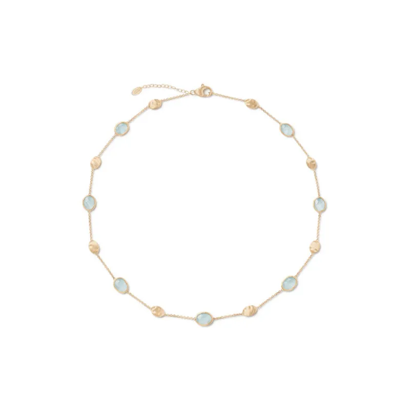 Marco Bicego Siviglia Collection 18K Yellow Gold Aquamarine Necklace with Bead Stations