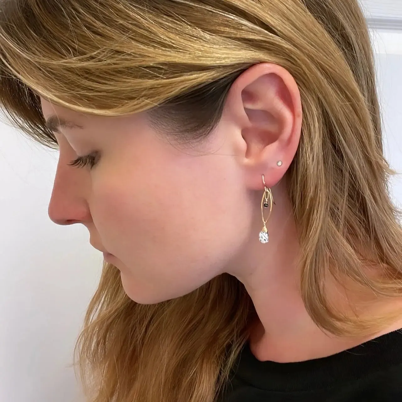Marquis Link Earrings with Indicolite