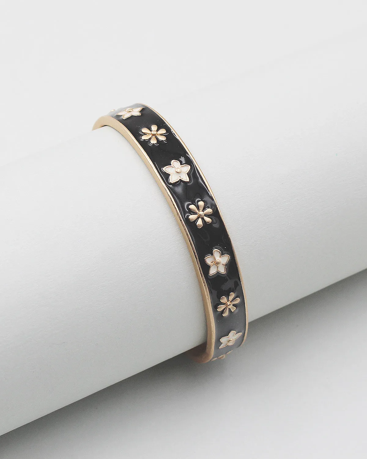 Metal Cuff Bracelet with Flowers