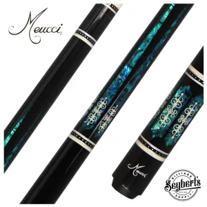 Meucci 21st Century 3  Black - Turq Pearl - Black Wrap Pool Cue with Pro Shaft - 2103BKTURBKP