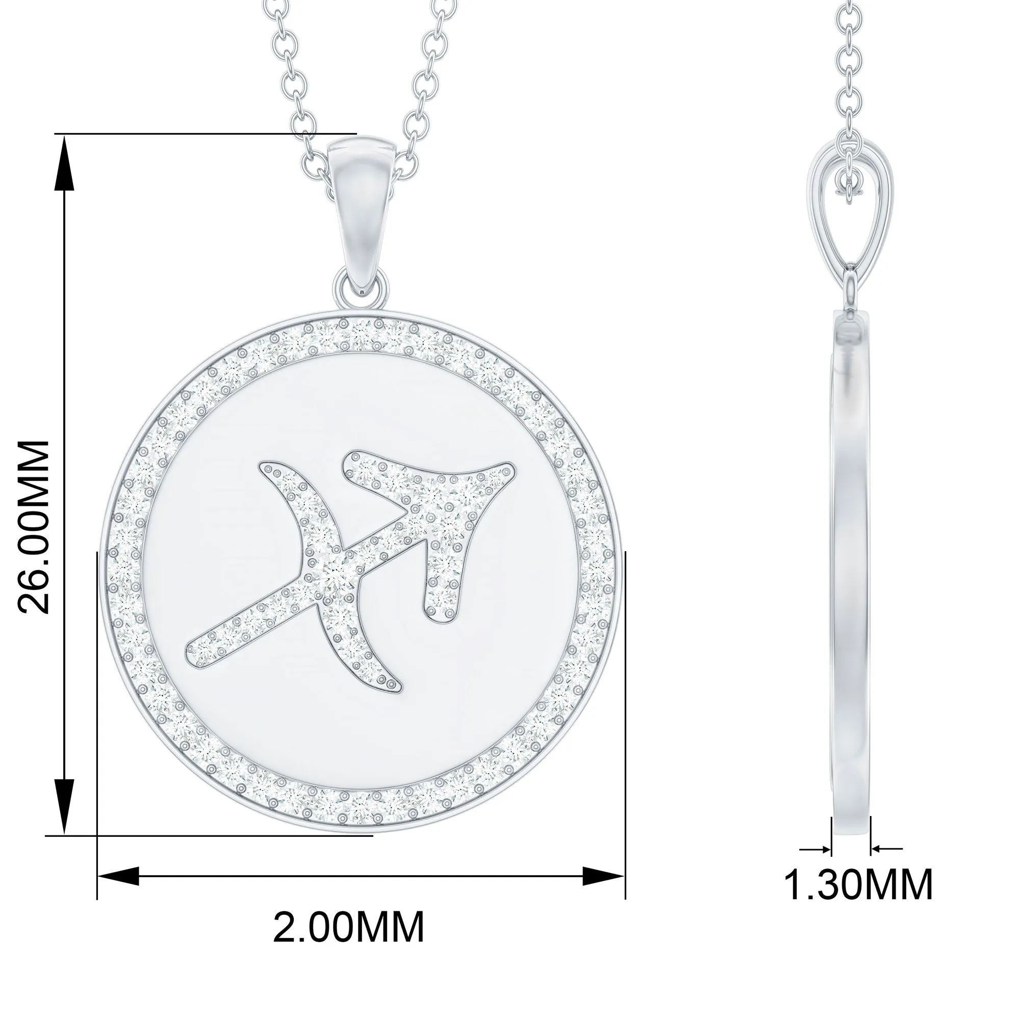 Moissanite Disc Sagittarius Zodiac Sign Pendant Necklace