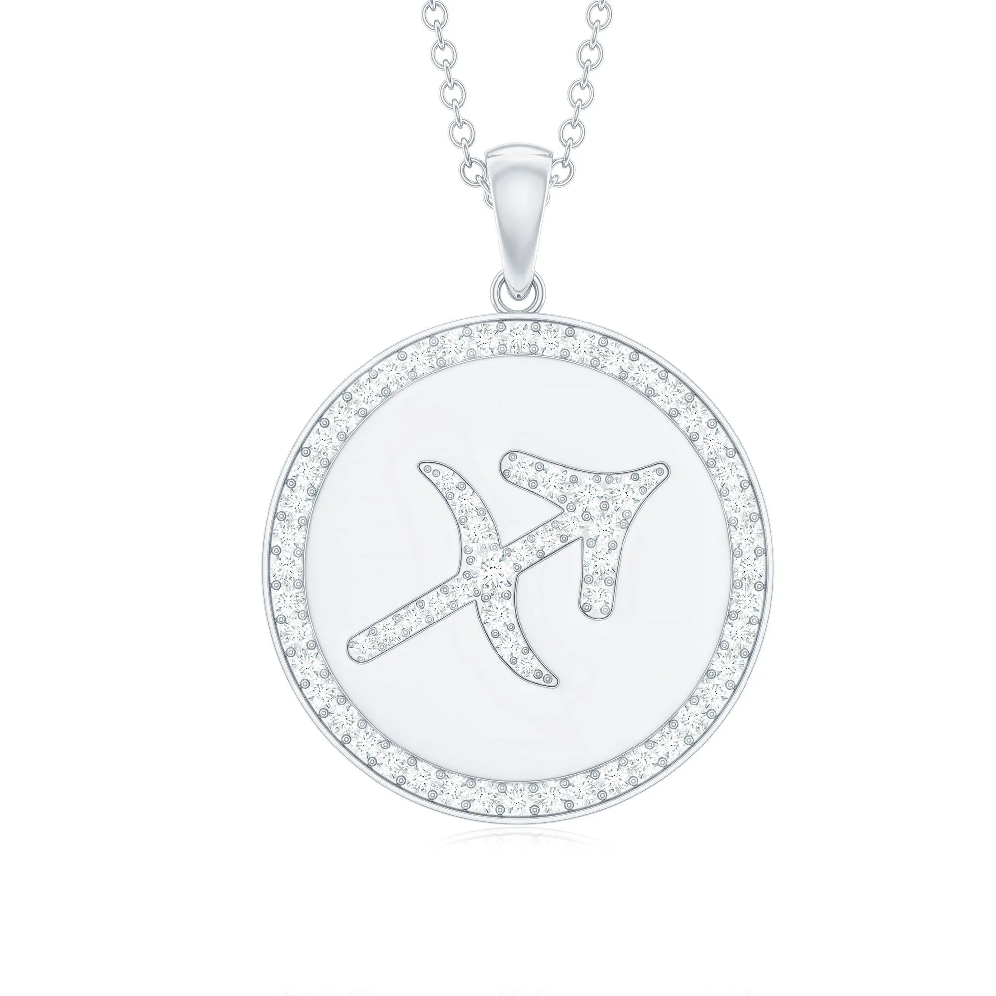 Moissanite Disc Sagittarius Zodiac Sign Pendant Necklace
