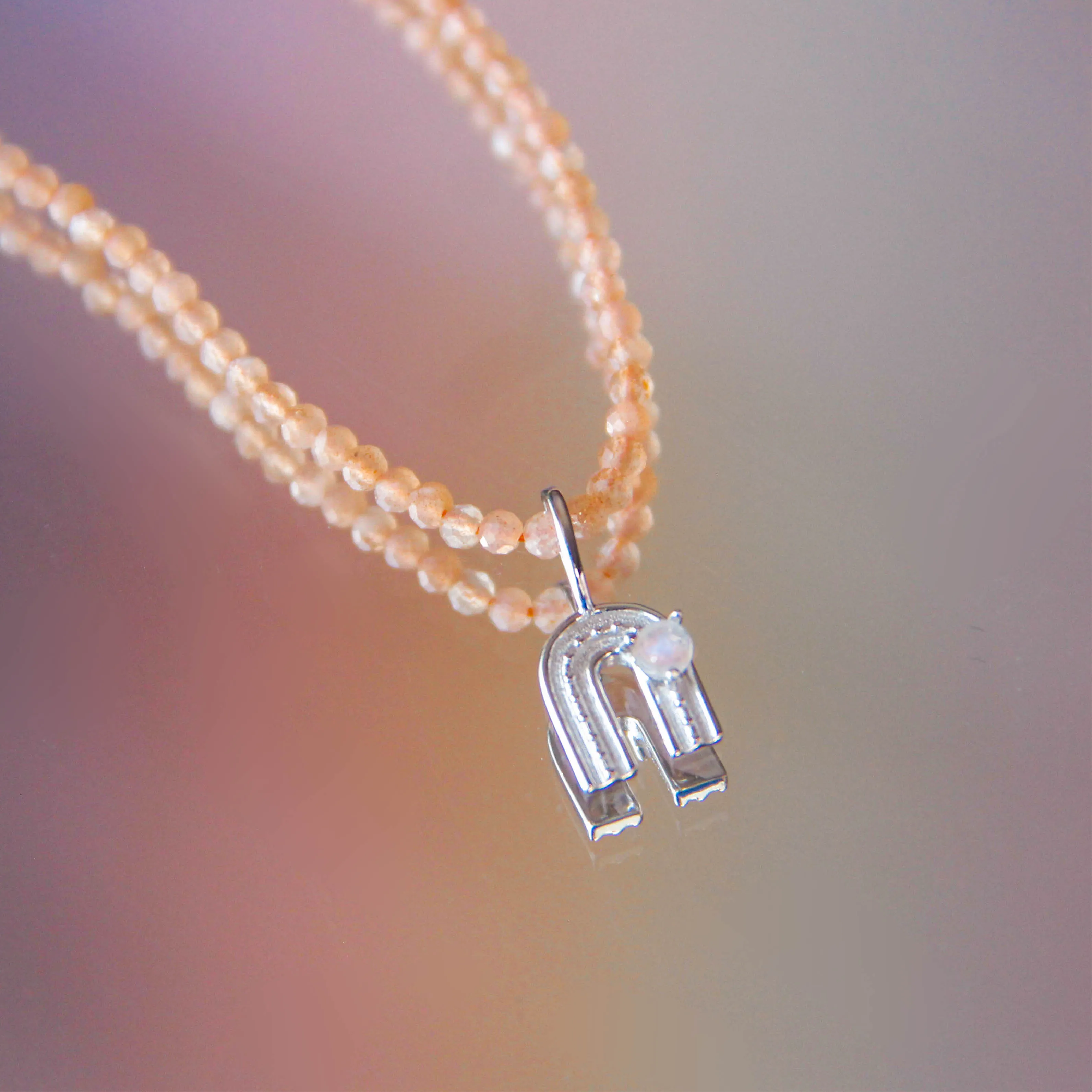 Moonstone Silver Rainbow Pendant - Iris