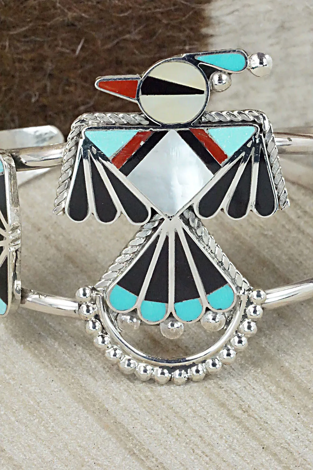 Multi Stone & Sterling Silver Inlay Bracelet - Adrian Wallace