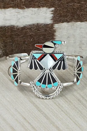 Multi Stone & Sterling Silver Inlay Bracelet - Adrian Wallace