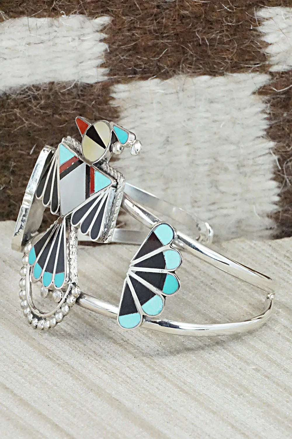 Multi Stone & Sterling Silver Inlay Bracelet - Adrian Wallace