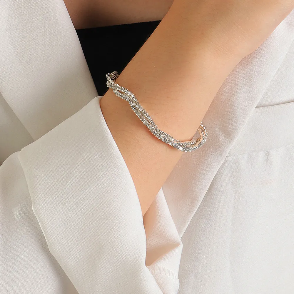 Multilayer Rhinestone Bracelet Girl Bracelet Bracelet Three Layer Cross Diamond Bracelet