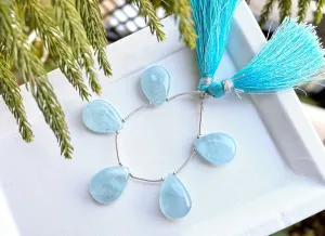 Natural Aquamarine Pear Shape Briolette | 14x18mm to 15x20mm | 5 Pieces String | Natural Aquamarine for jewelry