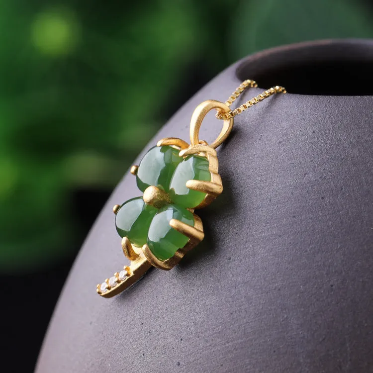 Natural Jade Pendant Nephrite Silver Pendant ZPT244