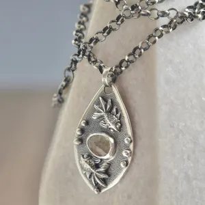 One of a kind, Pisces Zodiac pale Aquamarine necklace, March birthstone with sterling silver Rolo chain