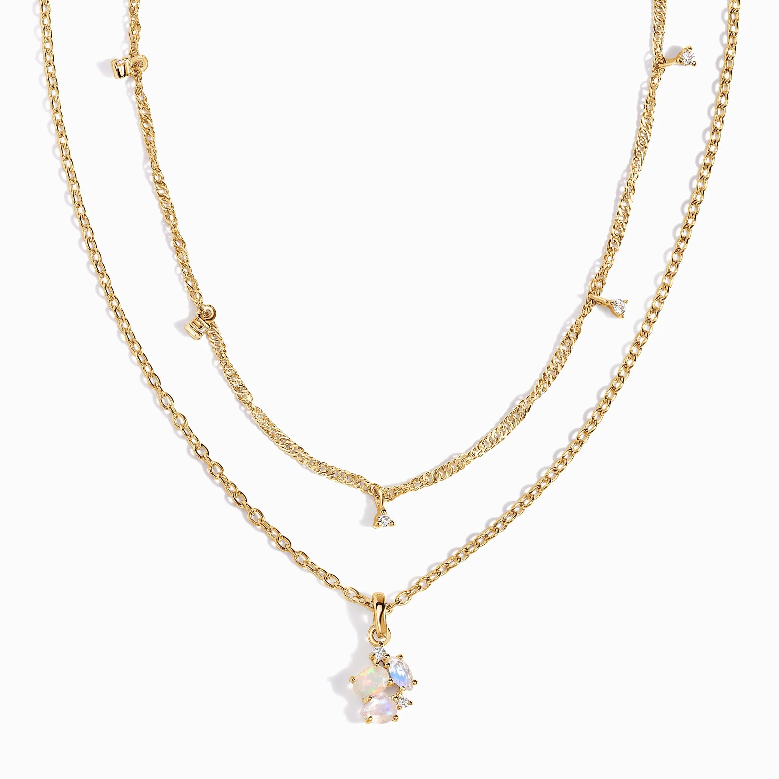 Opal Moonstone Layered Necklace - Orion's Sparkle