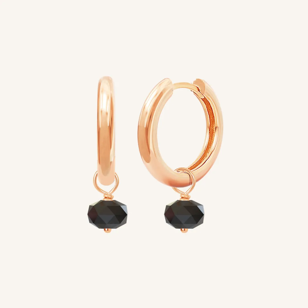 Opulent Black Spinel Plain Hoops - Stone of Energy