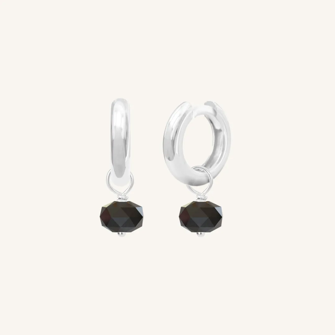 Opulent Black Spinel Plain Hoops - Stone of Energy