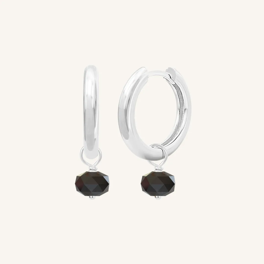 Opulent Black Spinel Plain Hoops - Stone of Energy