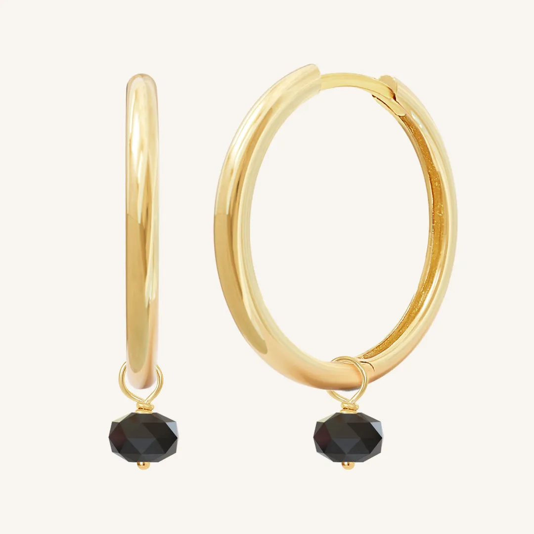 Opulent Black Spinel Plain Hoops - Stone of Energy