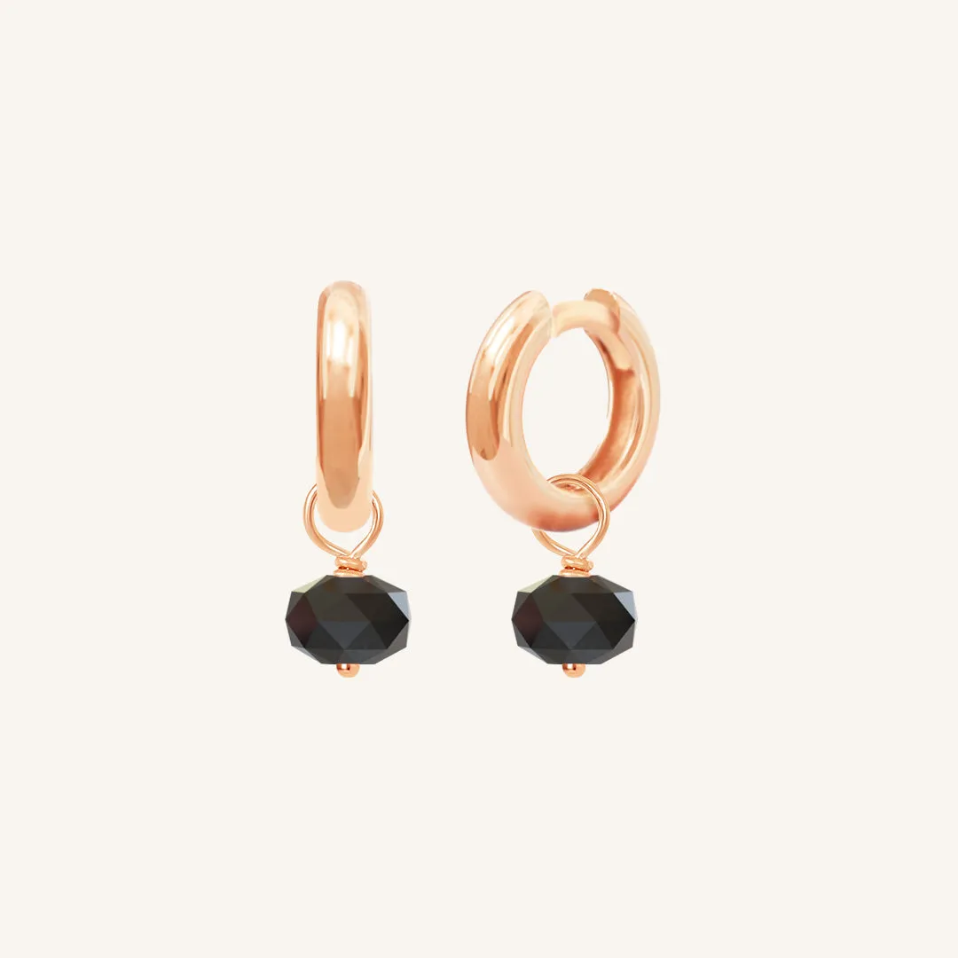 Opulent Black Spinel Plain Hoops - Stone of Energy