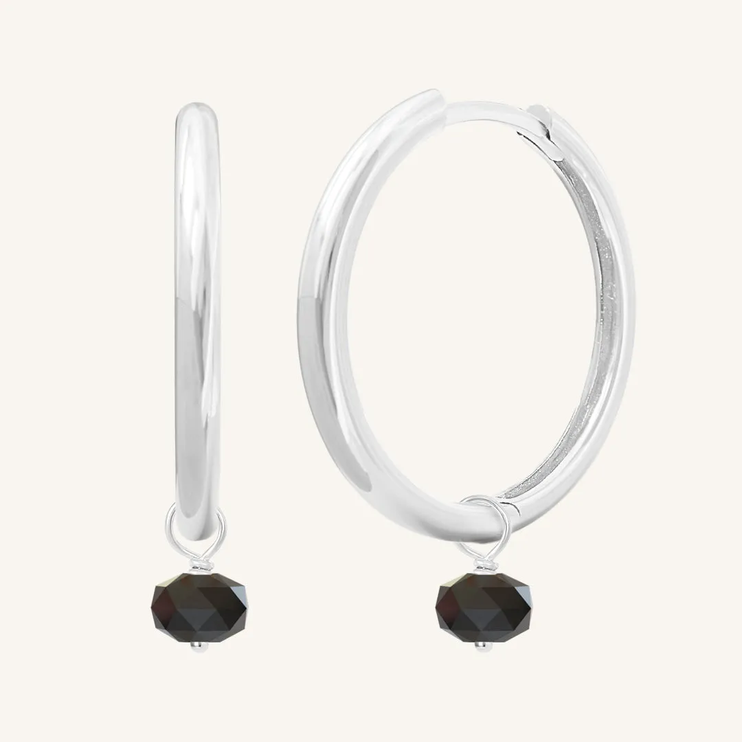 Opulent Black Spinel Plain Hoops - Stone of Energy