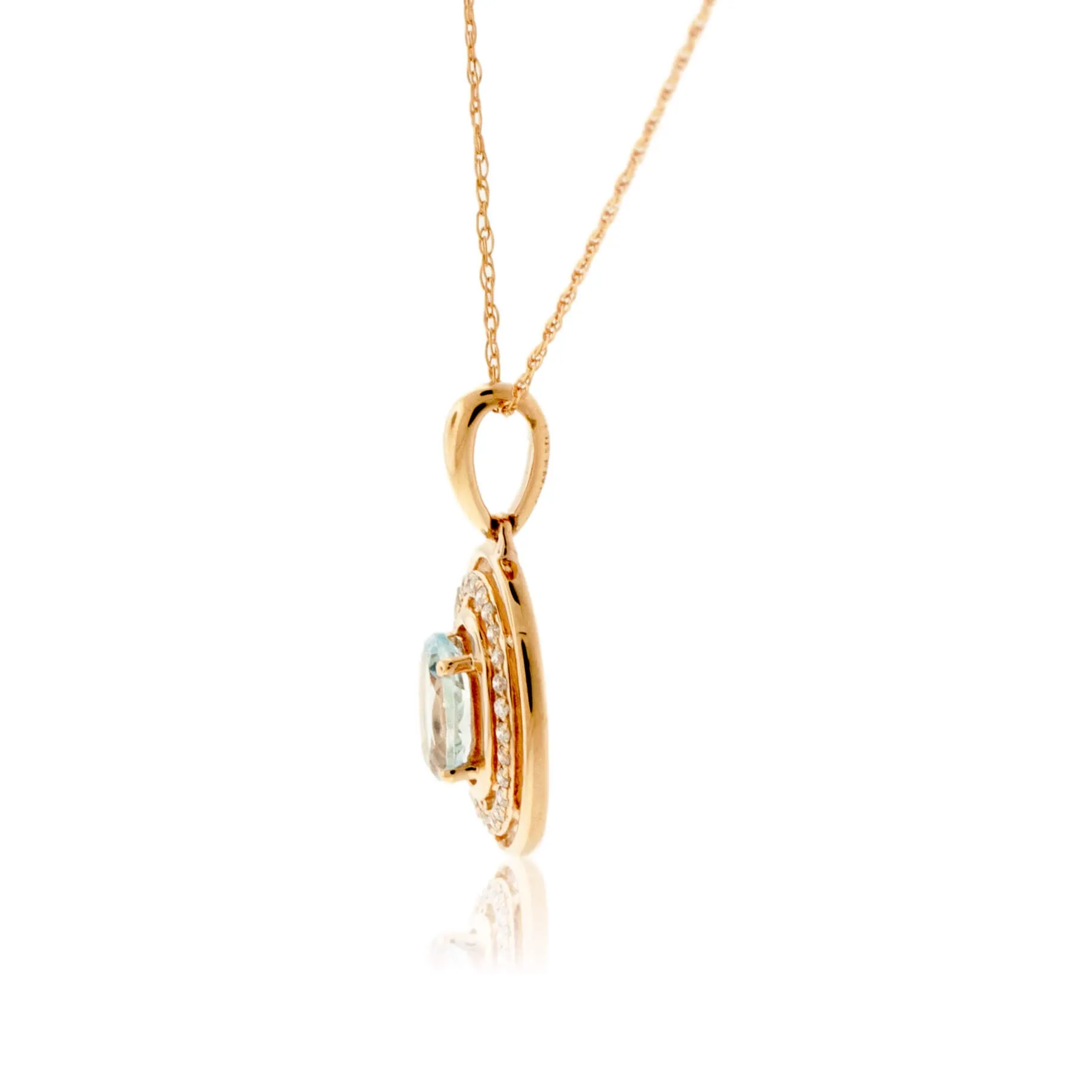 Oval Aquamarine and Diamond Double Oval Pendant