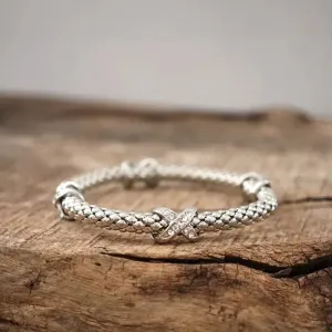 Paved X Silver Bracelet