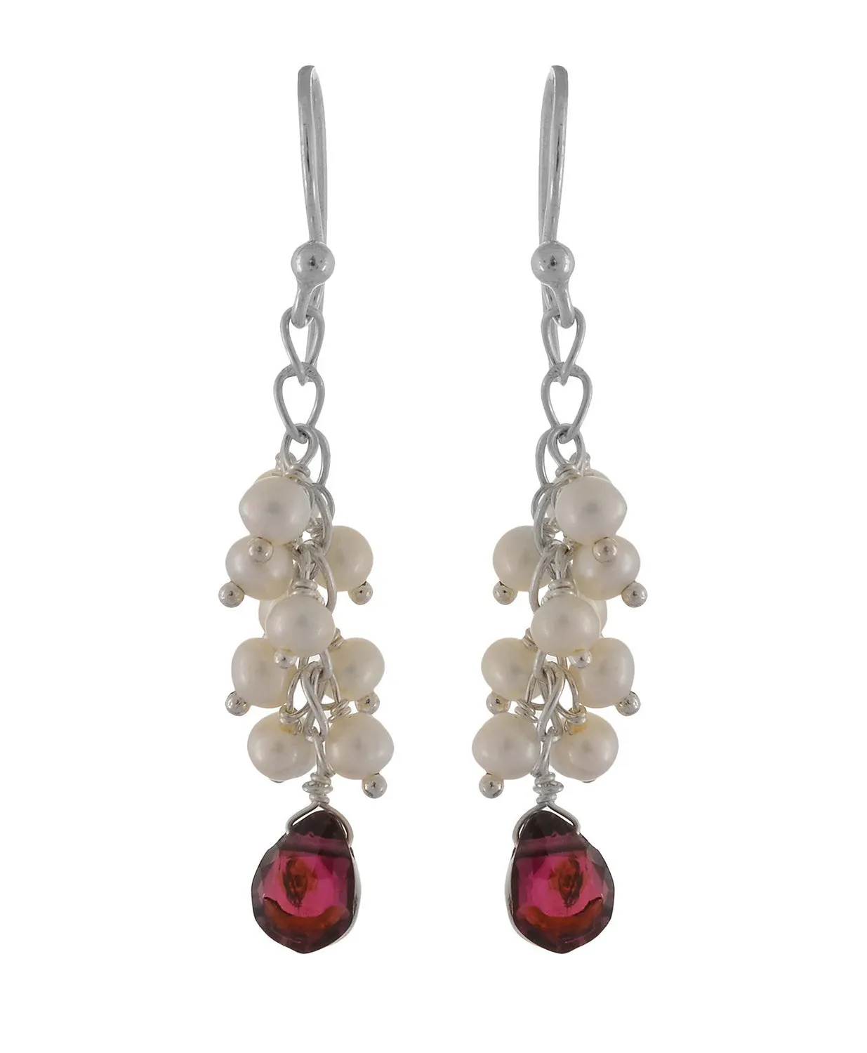 Pearl & Garnet Beaded Earrings
