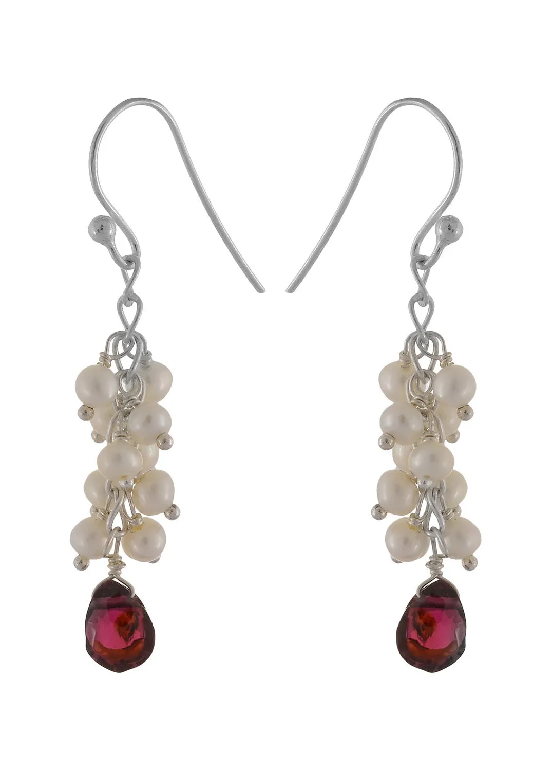 Pearl & Garnet Beaded Earrings