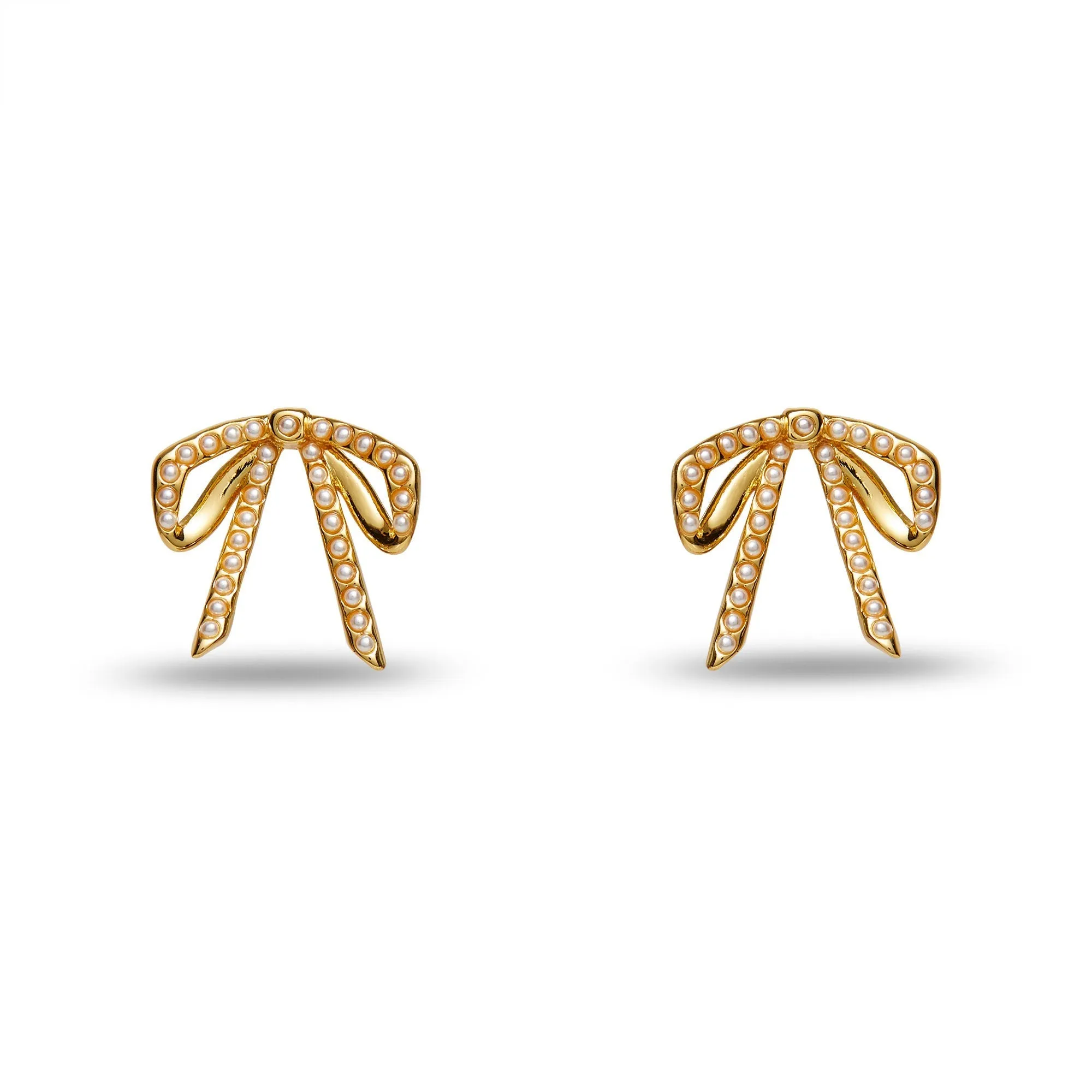 PEARL MINI BOW STUD EARRINGS
