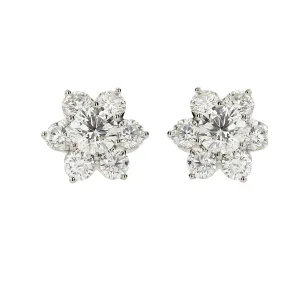 Platinum Diamond Flower Earrings