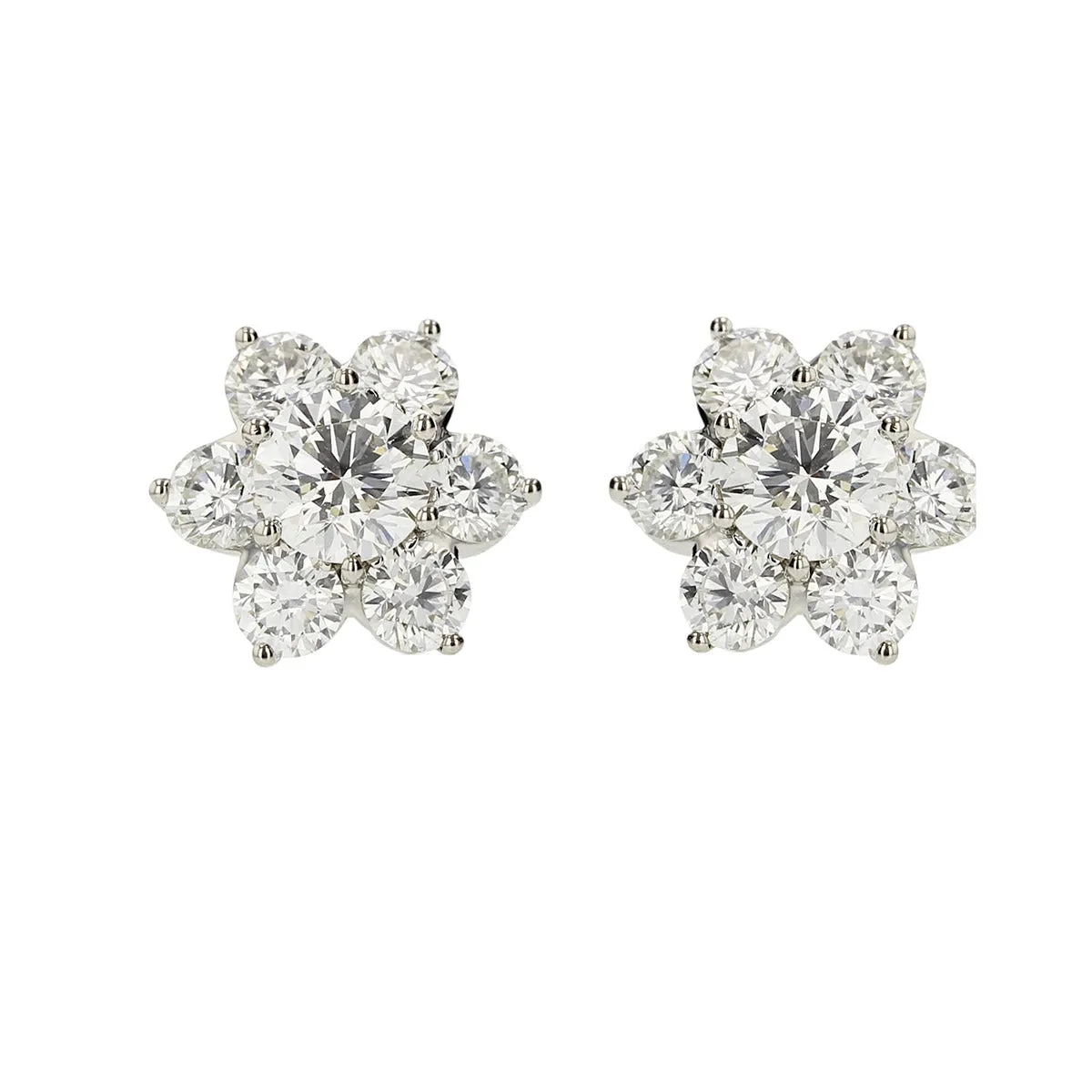 Platinum Diamond Flower Earrings