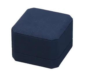 "Opulent" Ring Slot Box in Navy Blue Microsuede