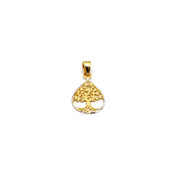 Real Gold 2 Color Drop Tree Pendant 1447-YM P 1854