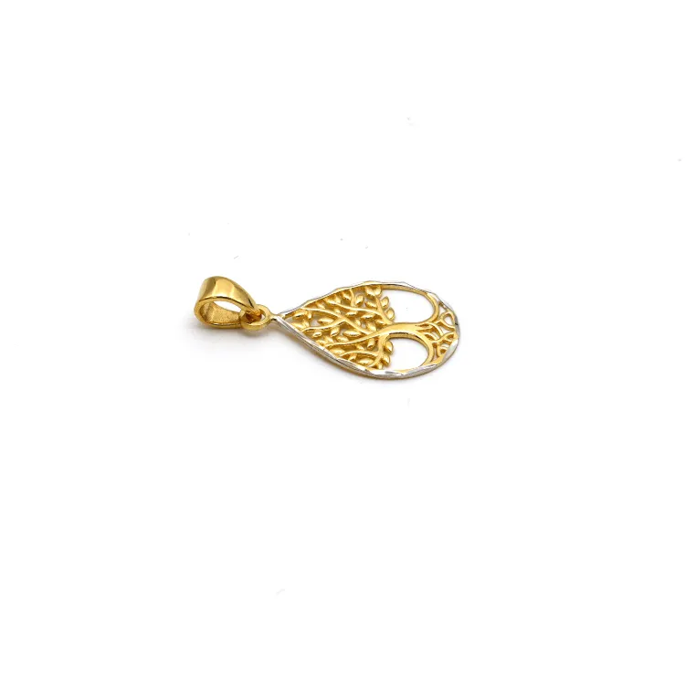 Real Gold 2 Color Drop Tree Pendant 1447-YM P 1854