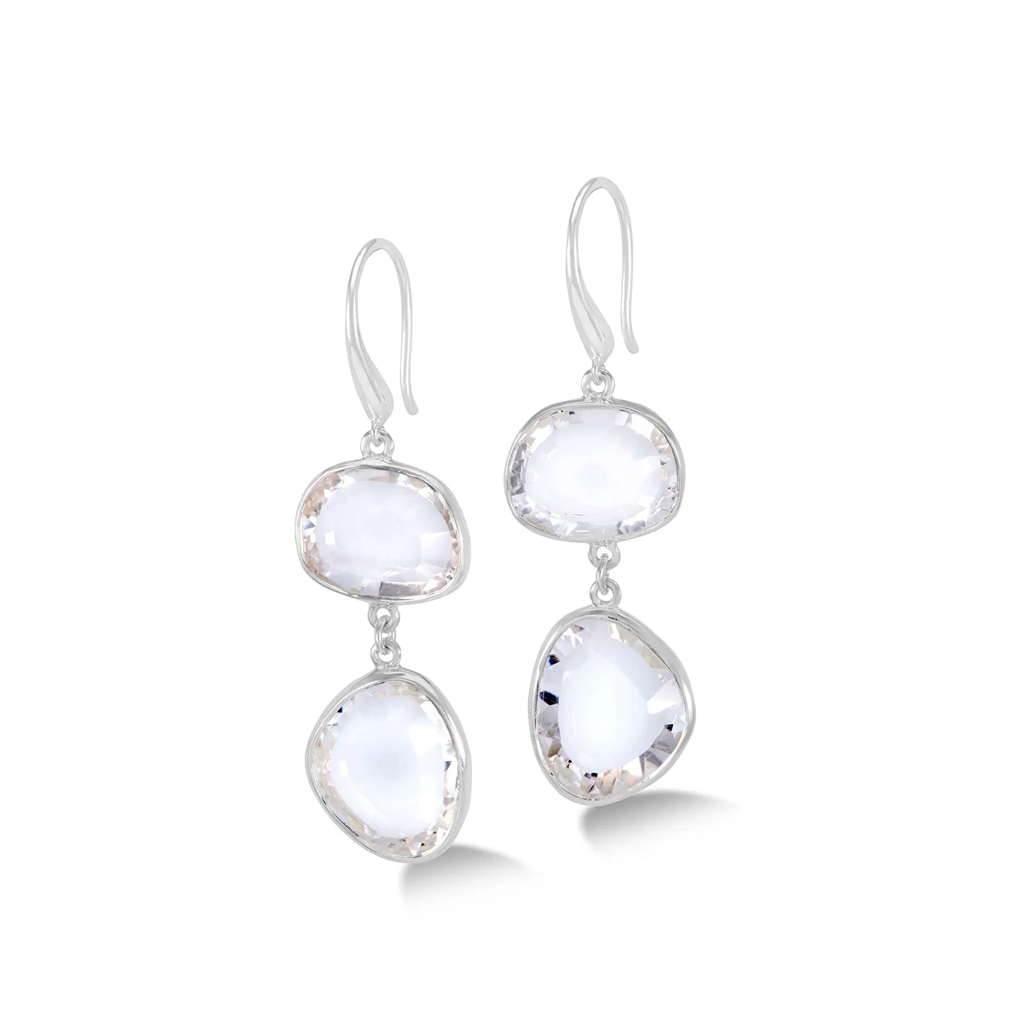 Rock Crystal Pebble Drop Earrings