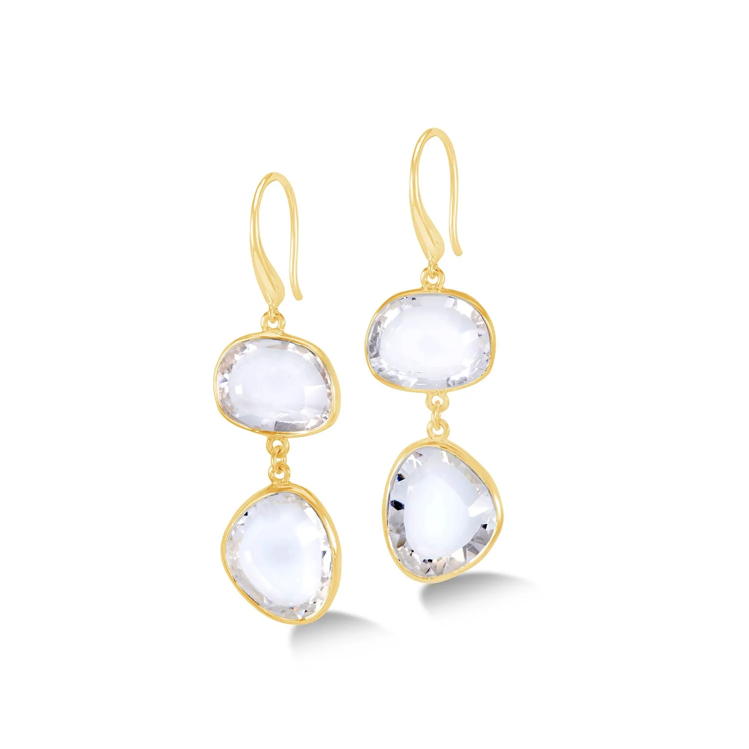 Rock Crystal Pebble Drop Earrings