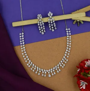 Round Neck Zircon/AD Necklace Set 14849-08