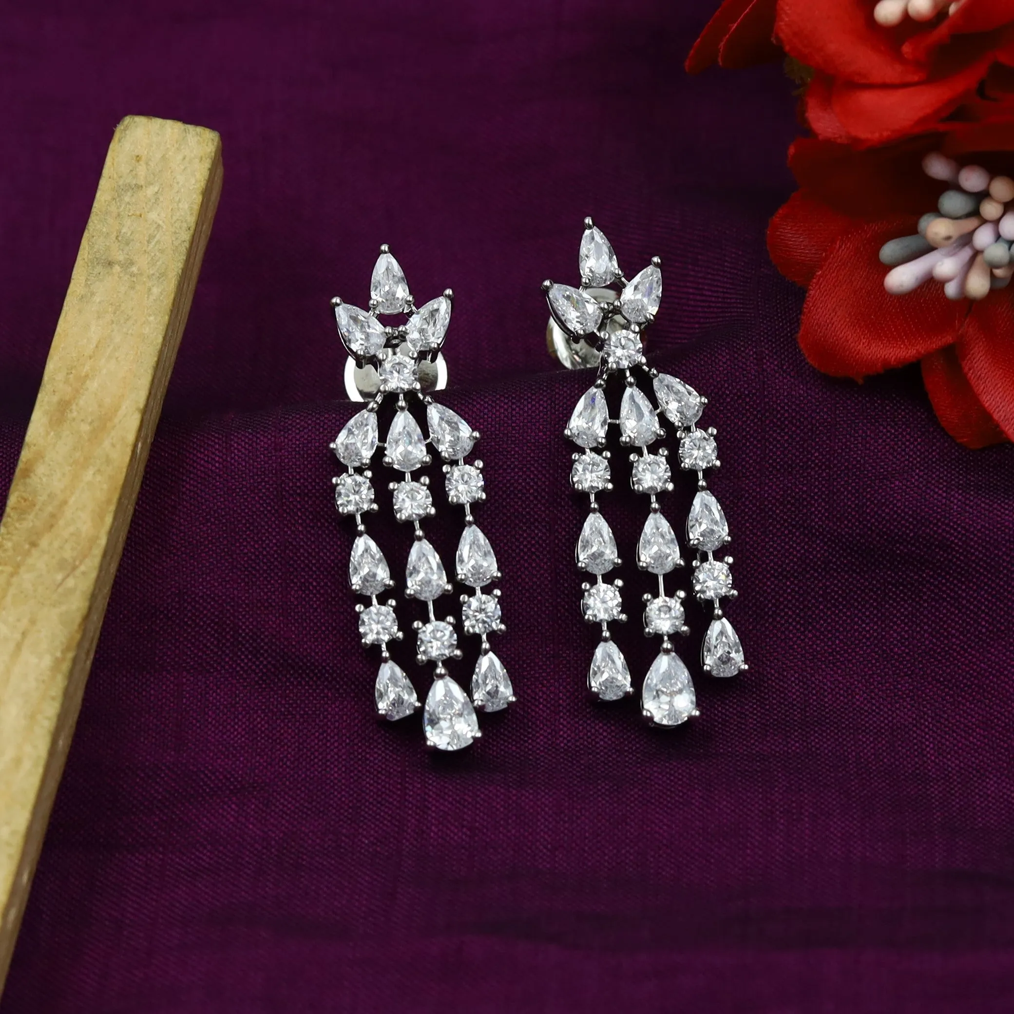 Round Neck Zircon/AD Necklace Set 14849-08