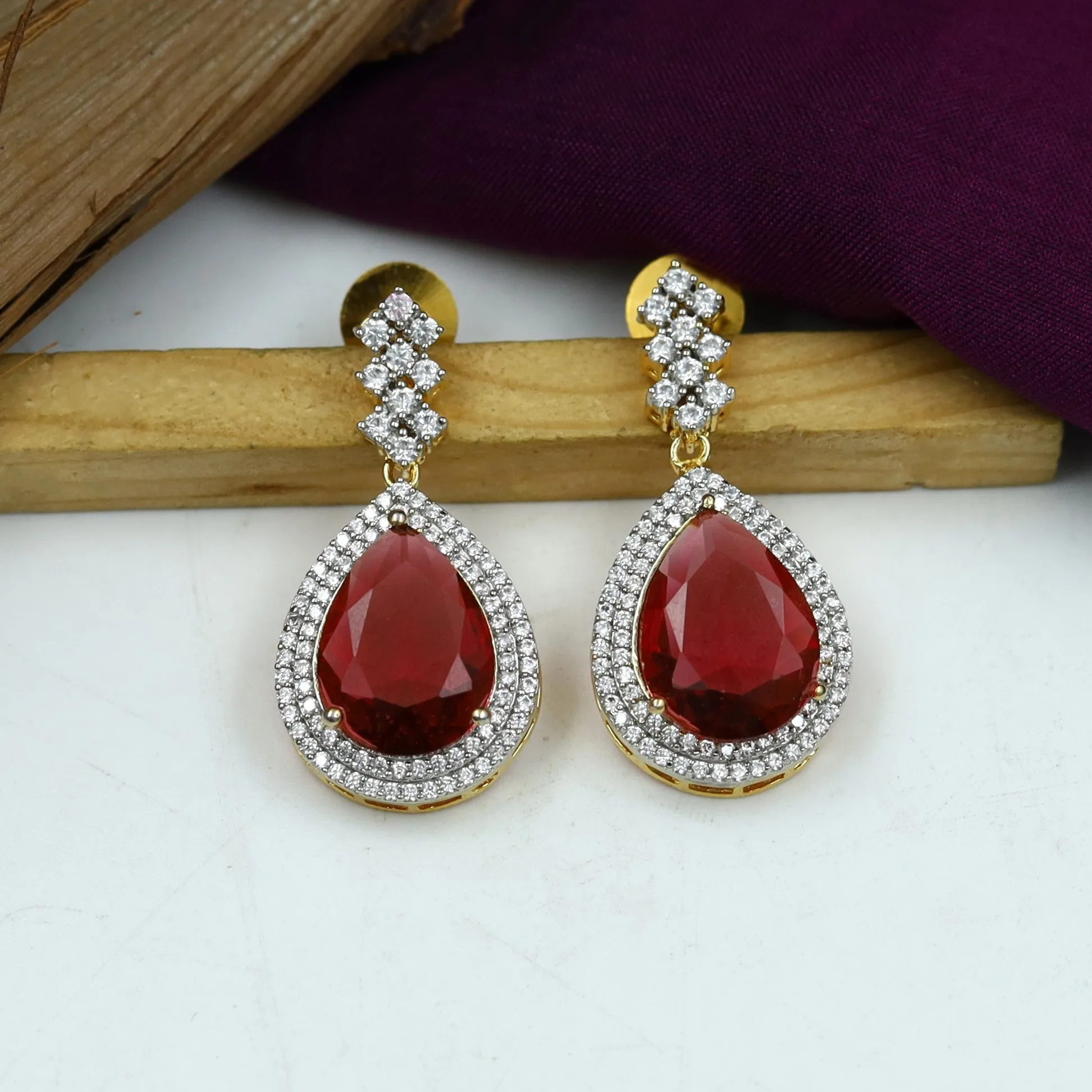 Round Neck Zircon/AD Necklace Set 14851-08