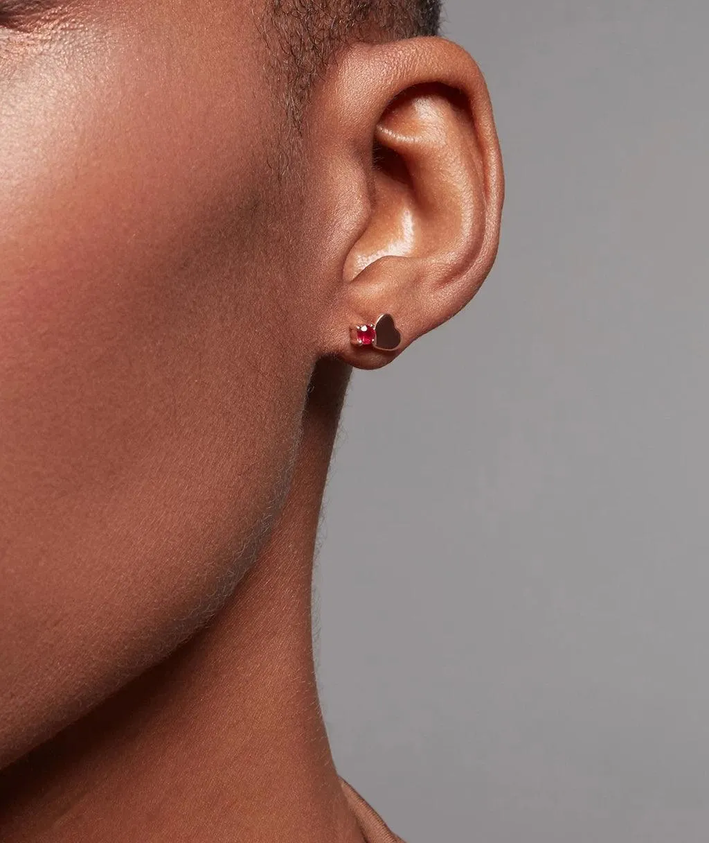 Ruby Heart Stud