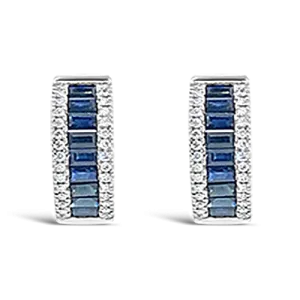 Sapphire & Diamond Huggie Hoop Earrings