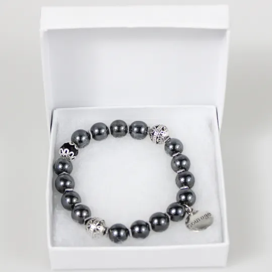 Silver Courage Charm Bead Bracelet