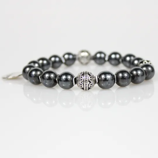 Silver Courage Charm Bead Bracelet