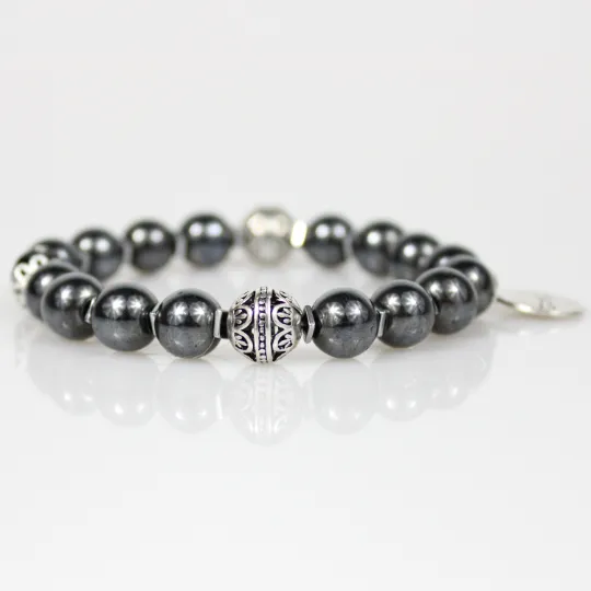 Silver Courage Charm Bead Bracelet