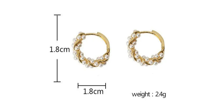 Silver needle circle pearl earrings for women spring and summer new niche temperament retro light luxury high-end design earrings