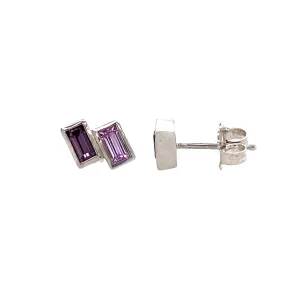 Silver Stud Two Gemstone Earrings 86915