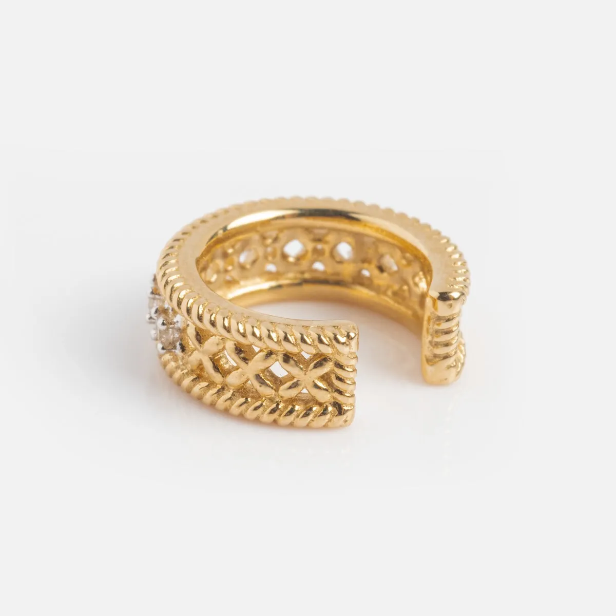 Solid Gold Ornate Ear Cuff